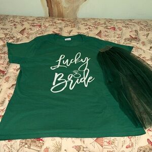 Lucky Bride Green Graphic Tee with Veil